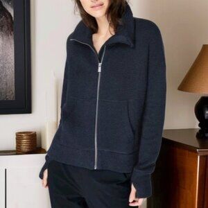 SWEATY BETTY (SM) Restful Boucle Black Knit Zip Up Long Sleeve